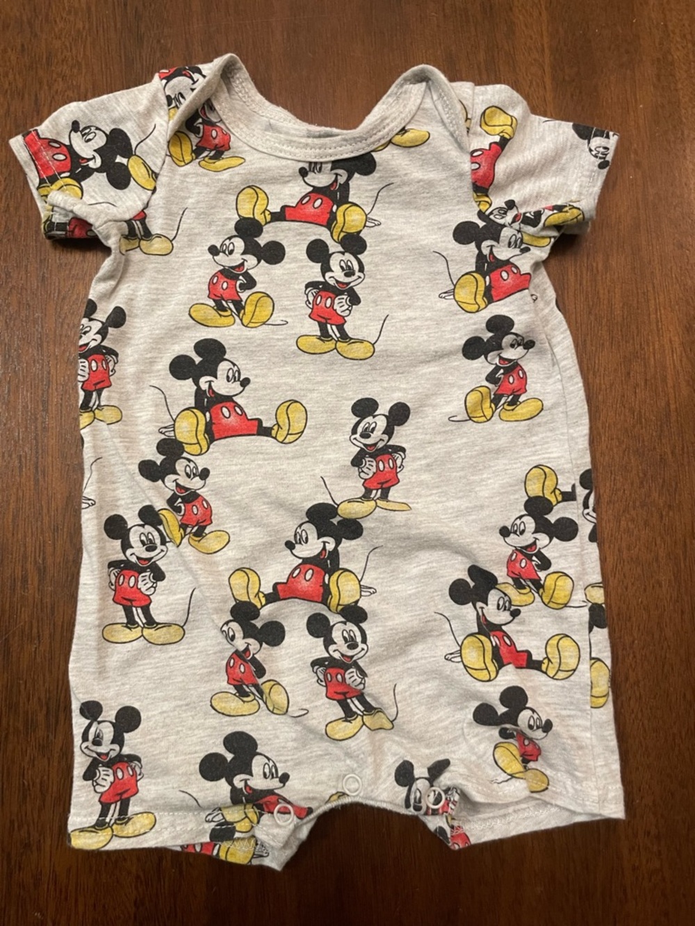 Disney Baby Gray Tee with Red & Yellow Mickey Print